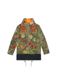 Gucci New Flora Snake Print Quilted Parka