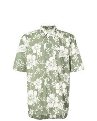 Olive Floral Short Sleeve Shirt