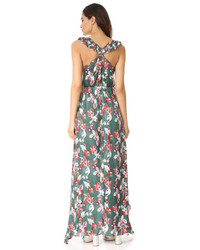 Tanya Taylor Floral Ikat Silk Stripe Oksana Dress