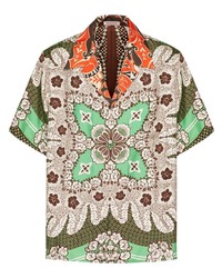 Valentino Bandana Floral Print Silk Shirt