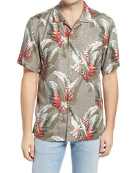 Tommy Bahama Montego Blooms Floral Short Sleeve Button Up Silk Camp Shirt
