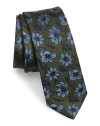 Olive Floral Silk Tie