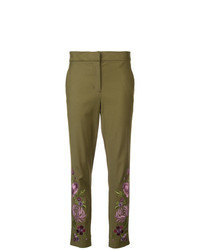 Olive Floral Skinny Pants