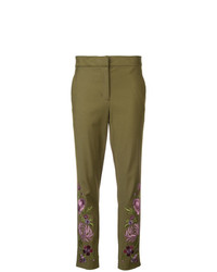 Josie Natori Embroidered Slim Trousers
