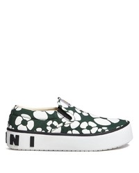 Olive Floral Slip-on Sneakers
