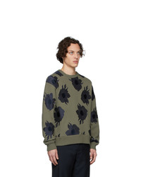Dries Van Noten Khaki And Navy Embroidered Hefel Sweatshirt