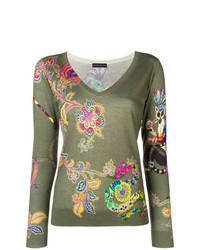 Etro Floral V Neck Sweater