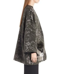 Fendi Floral Jacket With Genuine Fox Fur Pockets