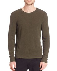 Olive Fluffy Crew-neck Sweater