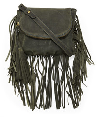 Olive Fringe Leather Crossbody Bag
