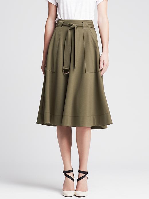 Banana Republic Tan Eyelet Fitted A-Line Skirt