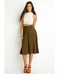 Forever 21 Button Front A Line Skirt