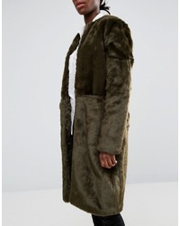 Parka London Evie Luxurious Faux Fur Collarless Coat
