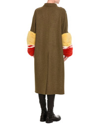 Ermanno Scervino Double Breasted Military Coat With Fur Cuffs