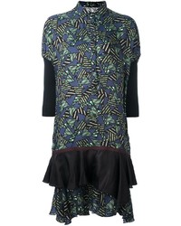 Kolor Geometric Print Ruffle Shirt Dress