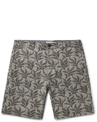 Club Monaco Maddox Geo Leaf Embroidered Stretch Linen And Cotton Blend Shorts