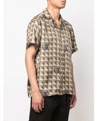 Paura Geometric Print Silk Shirt