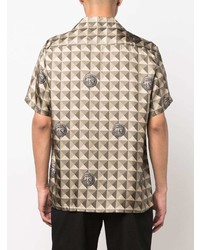 Paura Geometric Print Silk Shirt