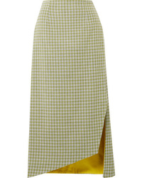 Olive Gingham Midi Skirt