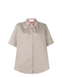 Olive Gingham Short Sleeve Button Down Shirt