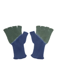 The Elder Statesman Green And Blue Hot Fingerless Gloves