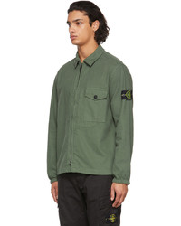 Stone Island Green Cotton Textured Brushed Recycled Overshirt Jacket