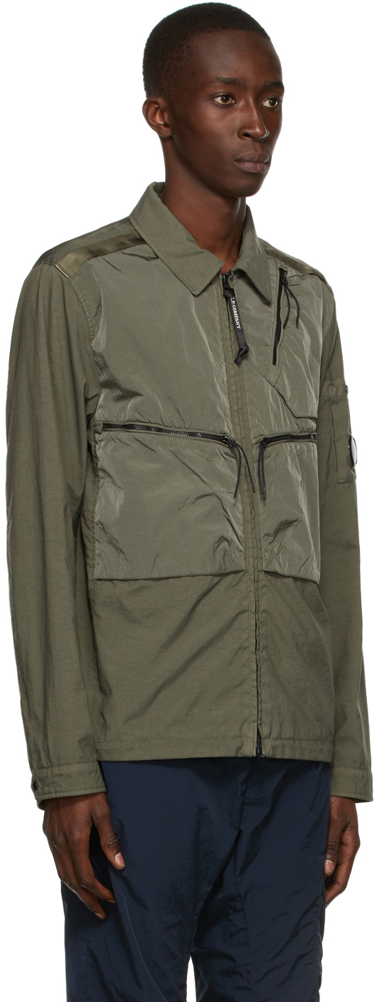 C.P. Company Green Taylon P Mixed Overshirt Jacket, $500 | SSENSE ...