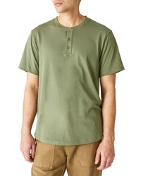 Lucky Brand Short Sleeve Pima Cotton Henley In Four Leaf Clover At Nordstrom