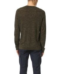 Vince Wool Linen Jaspe Henley Sweater