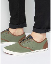 Olive Herringbone Sneakers