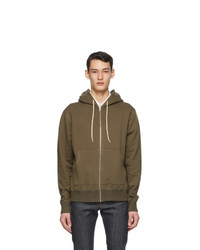 Naked and Famous Denim Green Heavyweight Terry Zip Hoodie