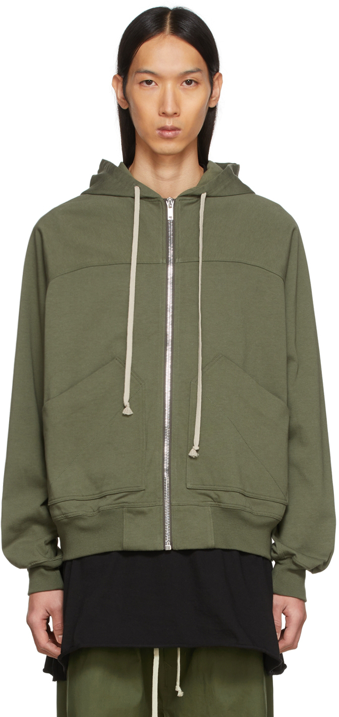 Rick Owens Green Windbreaker Hoodie, $1,165 | SSENSE | Lookastic