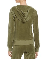 Juicy Couture Black Label Robertson Velour Zip Hoodie In Olive 100% Bloomingdales