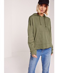 Missguided Pocket Front Hoodie Khaki