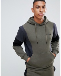 Nicce London Nicce Hoodie In Khaki With Contrasting Panels