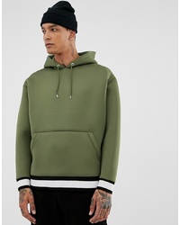 ASOS DESIGN Oversized Hoodie In Scuba With Contrast Tipping In Green