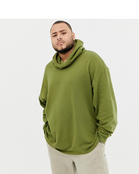 ASOS DESIGN Plus Oversized Hoodie With Slouch Neck In Green