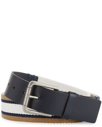 Olive Horizontal Striped Canvas Belt