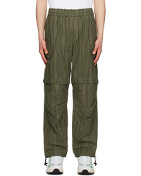 Olive Horizontal Striped Cargo Pants
