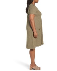 Eileen Fisher Plus Size Hemp Blend Stripe T Shirt Dress