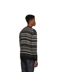 Junya Watanabe Navy Horizontal Stripes Sweater