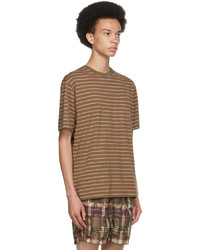 Beams Plus Khaki Striped Nep Border T Shirt