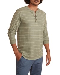 Marine Layer Double Knit Long Sleeve Henley In Olive At Nordstrom