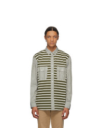 JW Anderson Green Patchwork Stripe Shirt