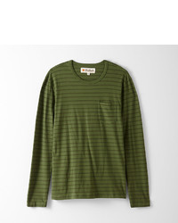 Olive Horizontal Striped Long Sleeve T-Shirt