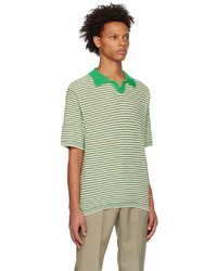 Solid Homme Green Striped Polo
