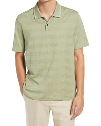 Ted Baker London Irby Short Sleeve Textured Stripe Polo In Pale Green At Nordstrom