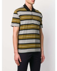 Ami Paris Short Sleeve Striped Polo Shirt With Ami Label