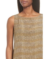 Eileen Fisher Stripe Bateau Neck Silk Dress