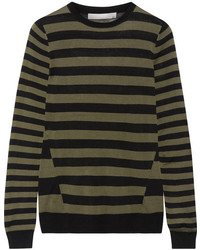 Jason Wu Striped Silk Sweater Army Green